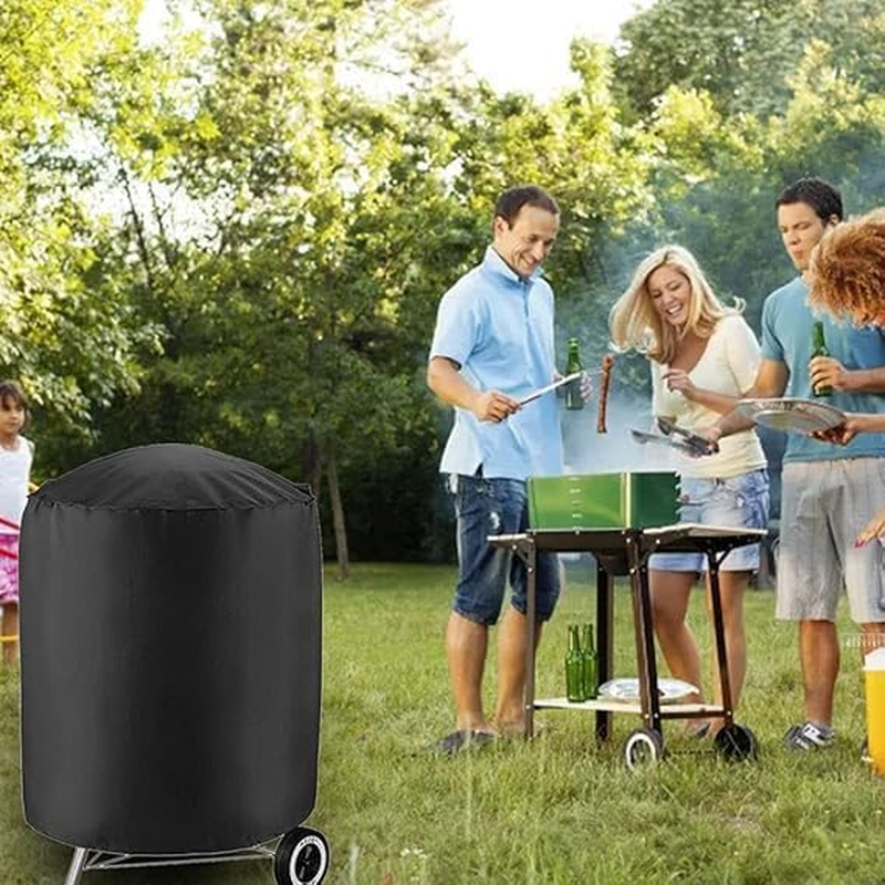 75X70Cm BBQ Grill Cover round Waterproof Dust-Proof UV Resistant Gas Grill Cover Outdoor Gas Charcoal Barbecue Gill Protector Cover for Weber Charcoal Kettle and Other Kettle Style Barbecue Grill image number 2