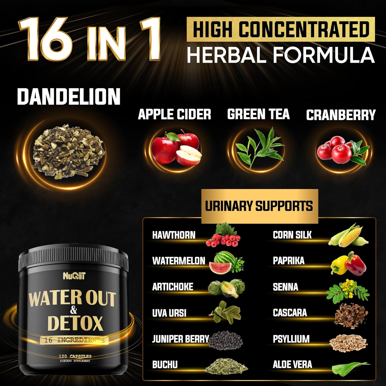 Water Out Supplement with Dandelion Root, Apple Cider Vinegar & More - 120 Capsules for 2-Month Supply