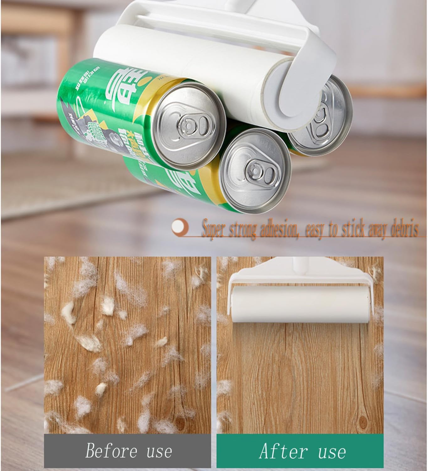 Long Handle Hair Removal Roller Brush, Sticky Large Lint Roller for Pet Hair Remover, Extendable Handle Sticky Mop, Extra Sticky Replacement for Floor Carpets, Sofa, Cars, Curtains, Clothes image number 4