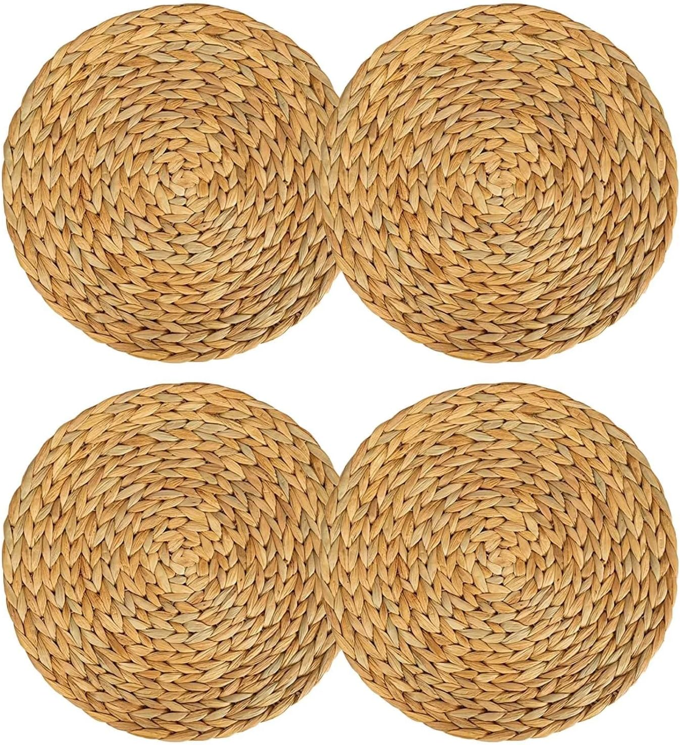 Typutomi 4 Pack Woven Placemats Round, 10 Inch Natural Braided Placemat Set No-Slip Heat Resistant Handmade Straw Weave Mats for Table, Coasters, Pots image number 3