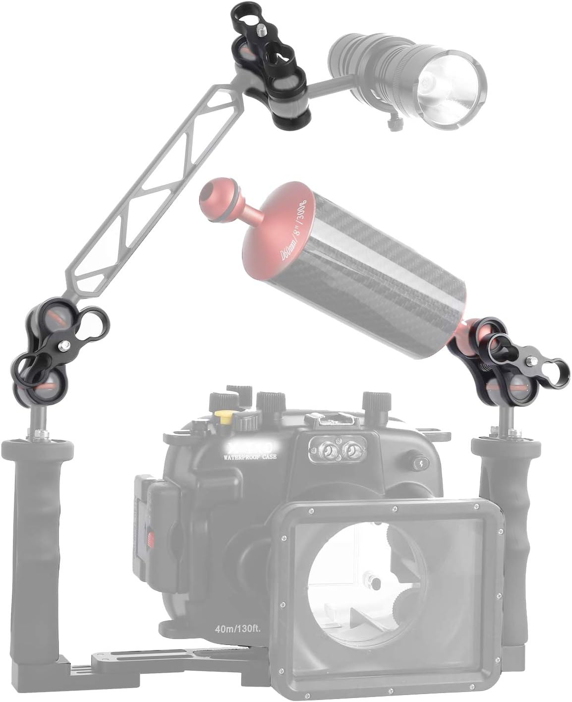 WLPREOE 2Pcs 1" Aluminum Ball Clamp Mount for Underwater Diving Light Arms Tray System, Compatible with RAM Ball Mount Base image number 1