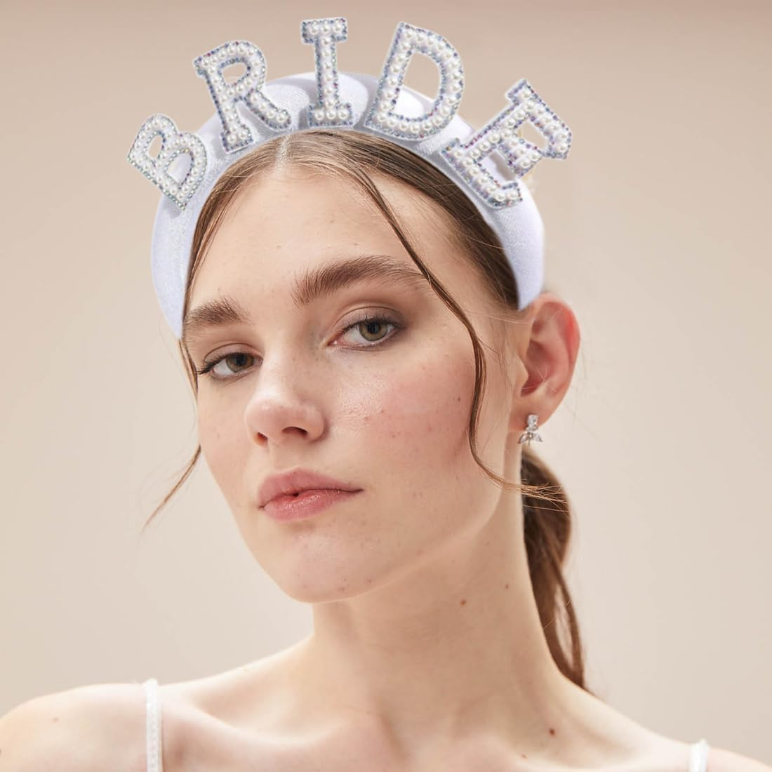 WUSJCOF 1 X Bridal Headbands, Bridal Headbands, Bridal Hair Accessories, Bridal Headbands for Wedding, Bachelorette Party, Engagement image number 4