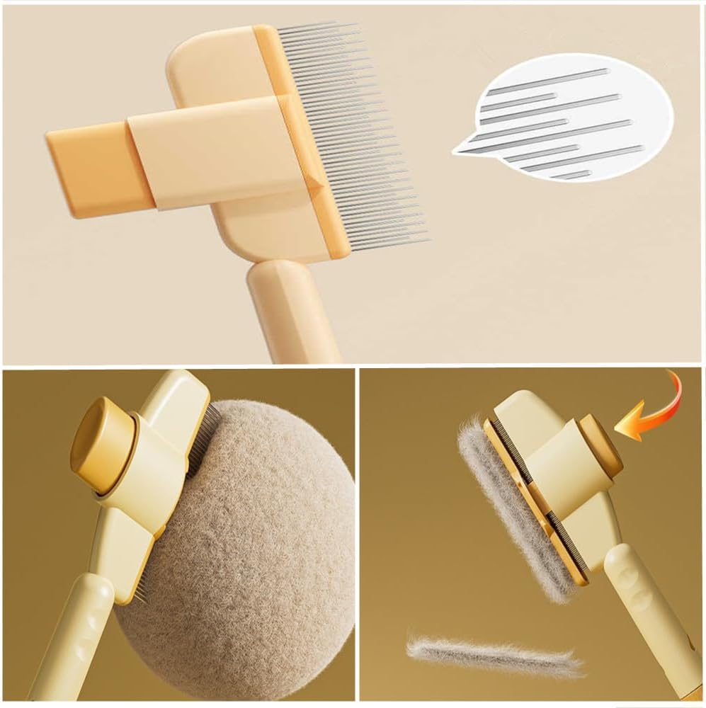 2 Pcs Cat Dog Spread and Tangles Comb for Pet Hair Removal Spreading and Tangling Durable Self Cleaning with Hair Removal Button image number 2