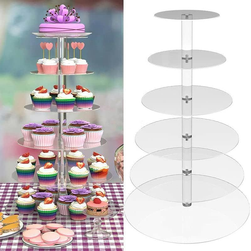 3/4/5/6/7/Tier Acrylic Clear round Cupcake Cake Stand Birthday Wedding Party - Durable and Elegant Design AU