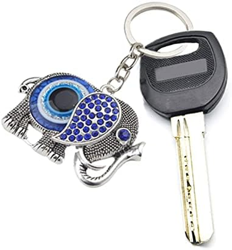 2 PACK Evil Eye Key Chain, Owl Elephant Key Ring, Handcraft Good Luck Keychain Hanging Decor Accessories image number 5