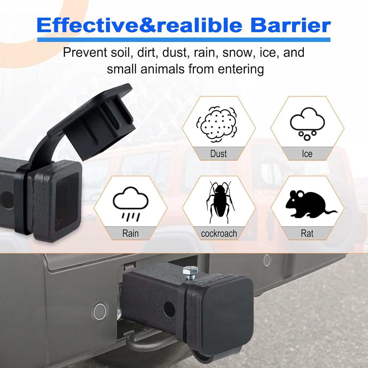 IONPSHG 2Pcs Trailer Hitch Cover Rubber Trailer Hitch Dust Plug 2 Inch Trailer Hitch Cover Plug Cover Trailer Hitch Cover Tube Plug Insert for Toyota Ford Jeep Chevrolet Nissan Dodge Ram Porsche image number 3