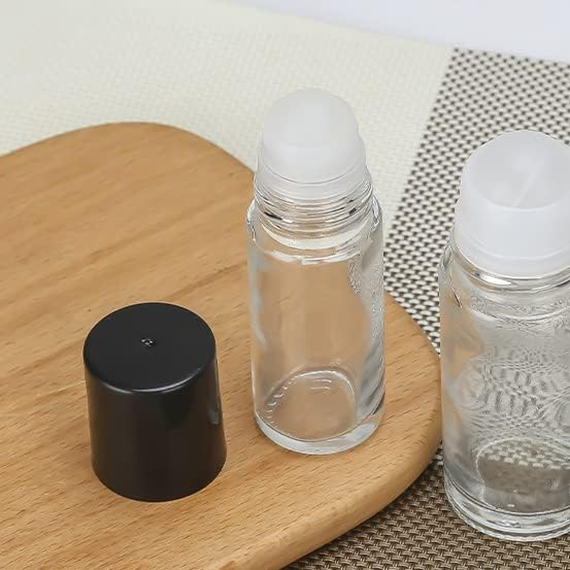 4Pcs 30Ml/1Oz Clear Glass Deodorant Roller Bottle with Plastic Roller Ball & Black Lid Deodorant Bottles Essential Oil Roller Bottles Empty Deodorant Containers for Essential Oils Deodorant image number 1