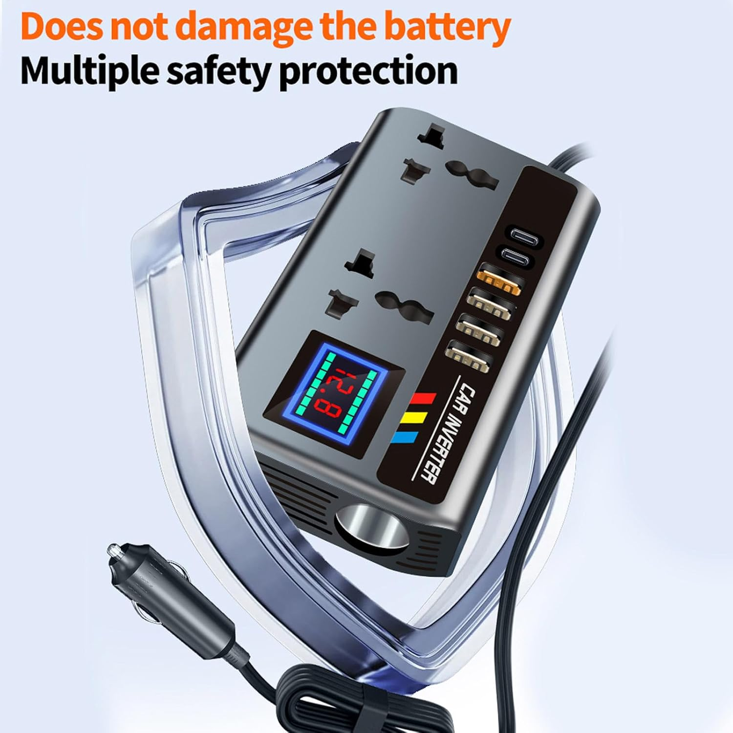 Inverter 12V to 240V, 200W Car Voltage Converter Transformer 240V 230V with 3-Pin Socket & 4 USB Ports for - 12V/24V 220V Outlet Adapter 2 AC Output Multi-Functional 3 Plug Adults image number 6