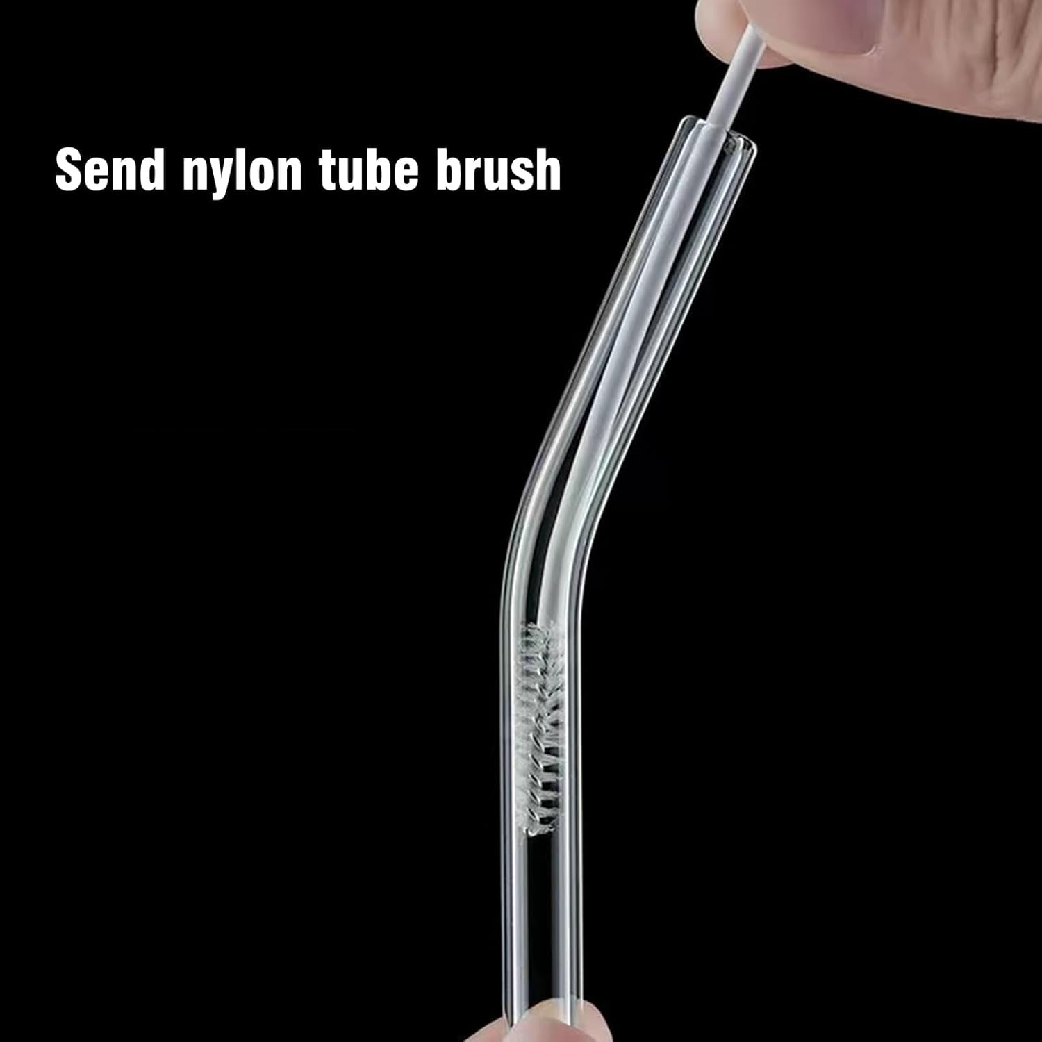 DAMCONME Glass Straws 6 Pack, Reusable Clear Drinking Straws-6 Bent Straws with 1 Clean Brush-Plastic-Free Cleaning Brush - Dishwasher Safe -Suit 16 Oz Glass Cup for Smoothies Cocktails Mojito Ect