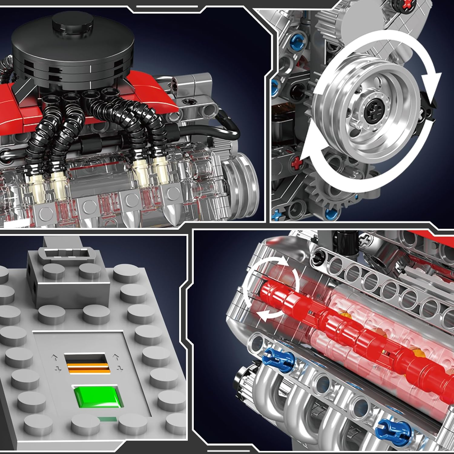 Mould King 10171 V8 Engine Car Building Kit - LSX454 V8 Engine Model Kit That Works with Motor (487 Pieces) - Collectible STEM Toy for Kids & Adults 8+ image number 1