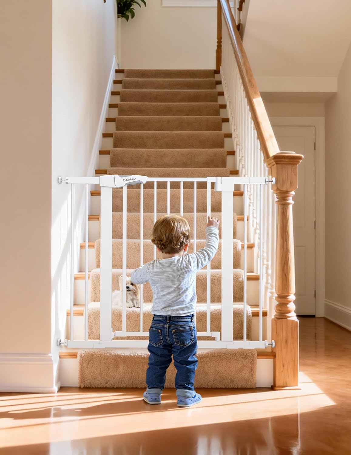 Babelio Baby Gate for Doorways and Stairs, 66-101.6 CM Auto Close Dog/Puppy Gate, Easy Install, Pressure Mounted, No Drilling, Fits for Narrow and Wide Doorways, Safety Gate W/Door for Child and Pets image number 1