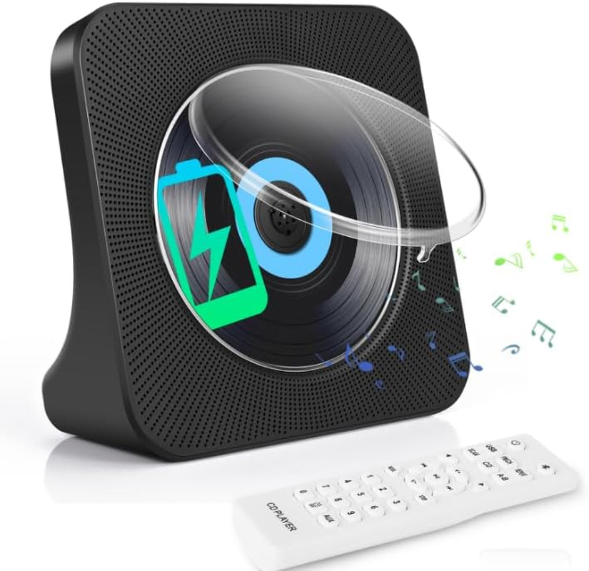 TODANGAI Rechargeable Portable CD Player, Bluetooth CD Players with 4000Mah Battery, Home Desktop Music Players with Remote Control, Supports Bluetooth, FM Radio, U Stick, AUX, Timer, Remote Control image number 2