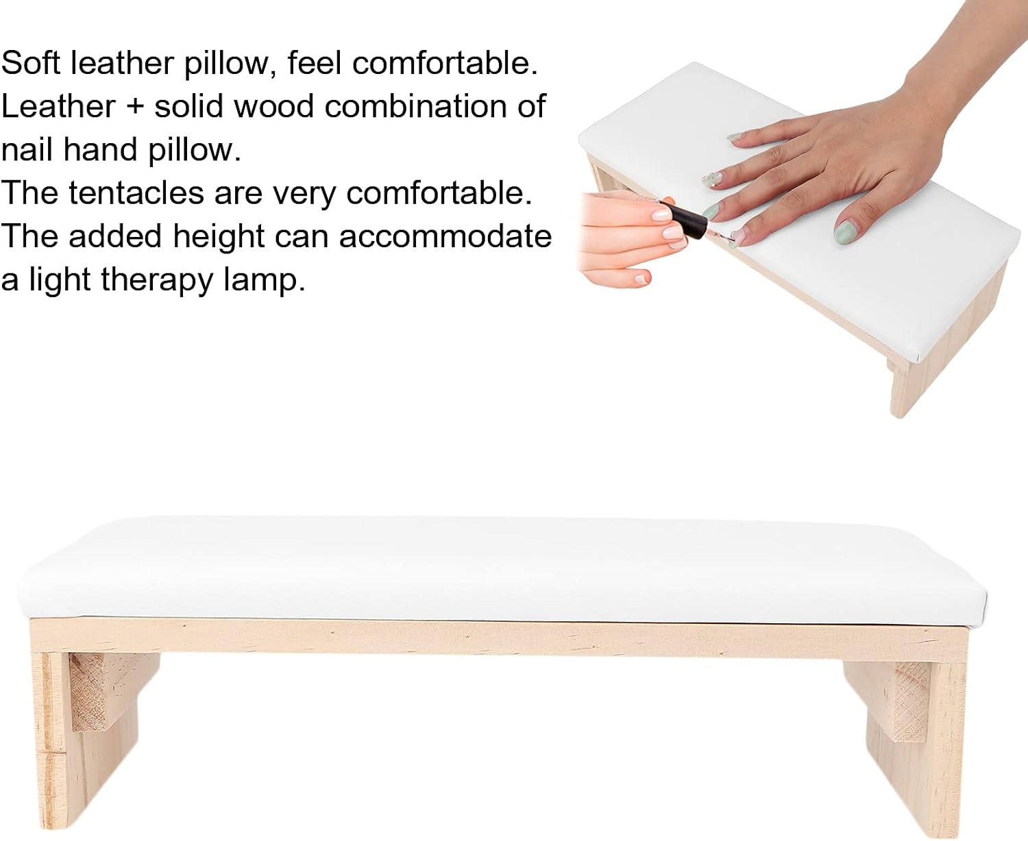 Nail Arm Rest, Nail Arm Rest Cushion Soft Log for Nail Technician Use for Home DIY for Nails Art Salon(White) image number 2