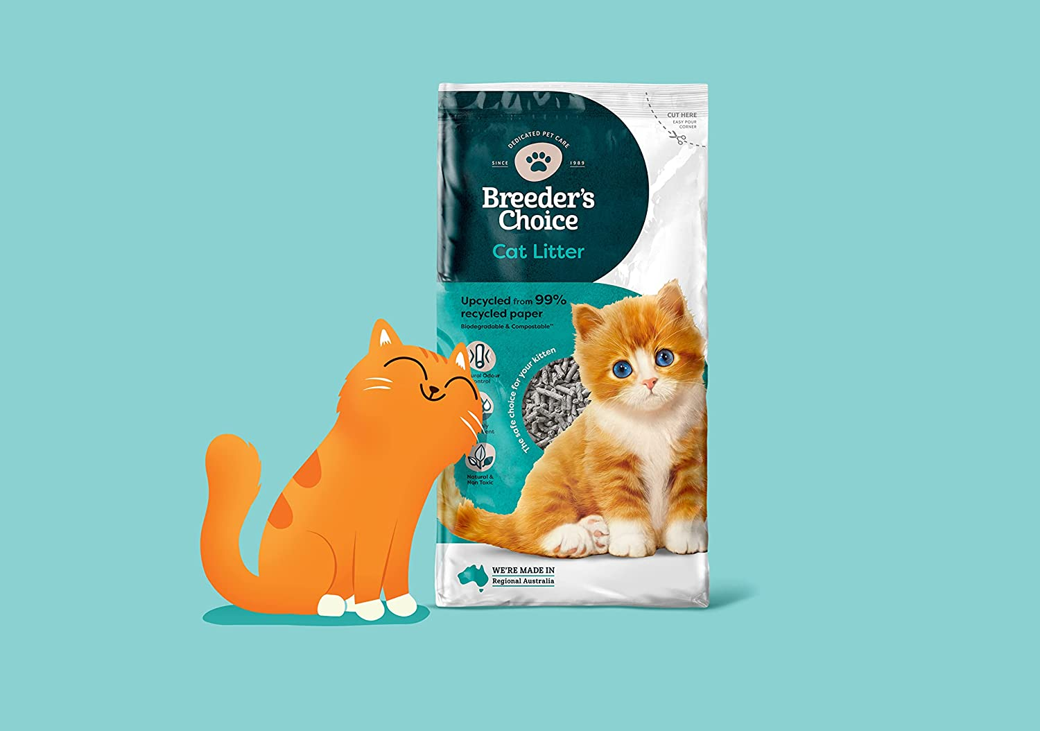 Breeders Choice 99 Percent Recycled Paper Cat Litter 15 Litre image number 5
