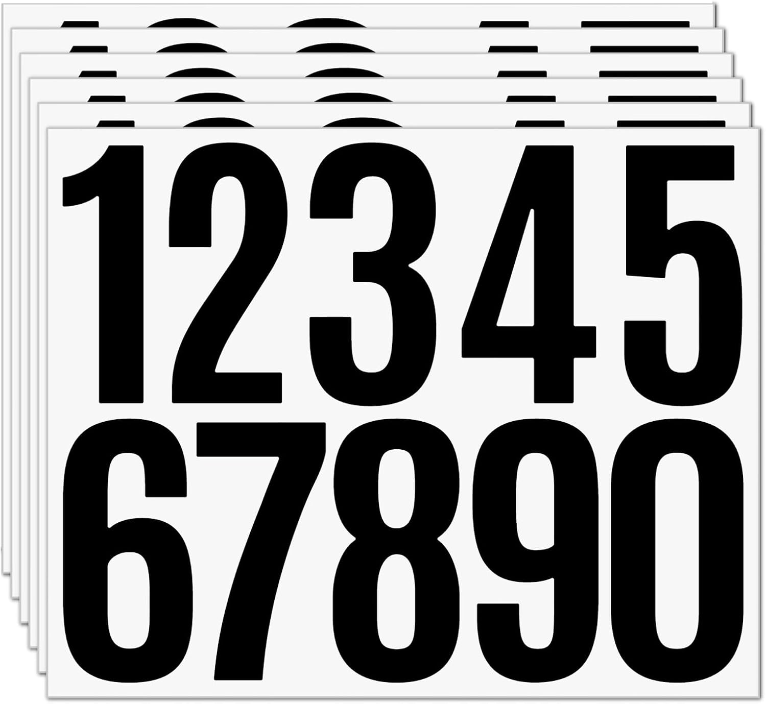 6 Sheets Mailbox Numbers Stickers, 3 Inch Self Adhesive Vinyl Waterproof Letter Stickers, Large Decals House Numbers for Signs Cars Doors Business Address Number, Classroom Decor, Door