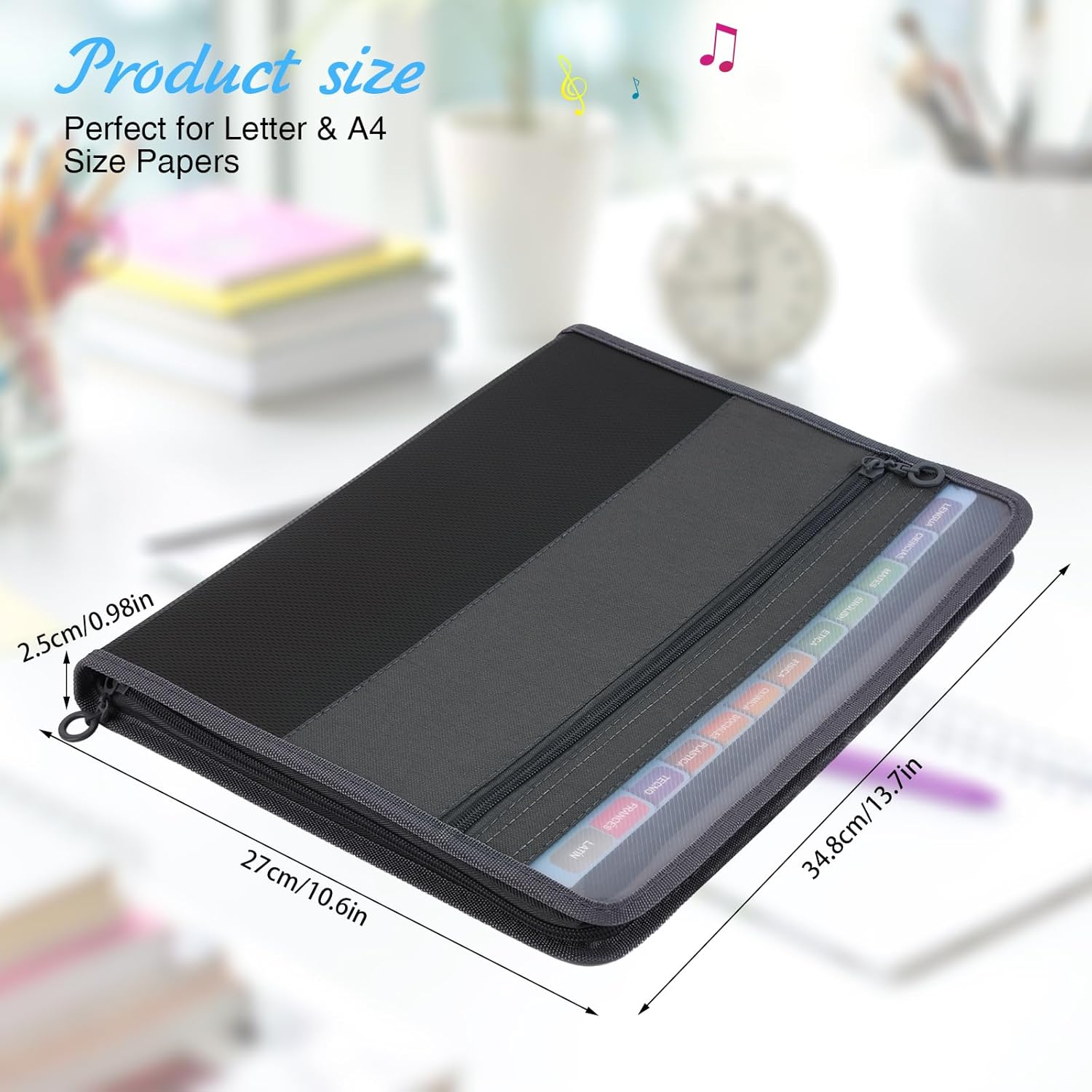 Expanding File Folder Featuring Adhesive Tags with 13 Pockets for Document Organiser, Large Capacity Accordion File Folder for A4-Sized Paper Organization Folder