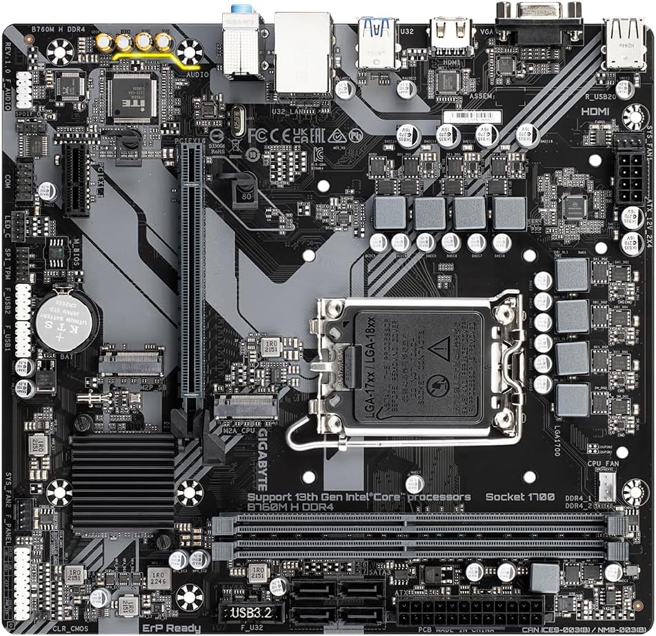Gigabyte B760M H DDR4 Intel LGA 1700 M-Atx Motherboard