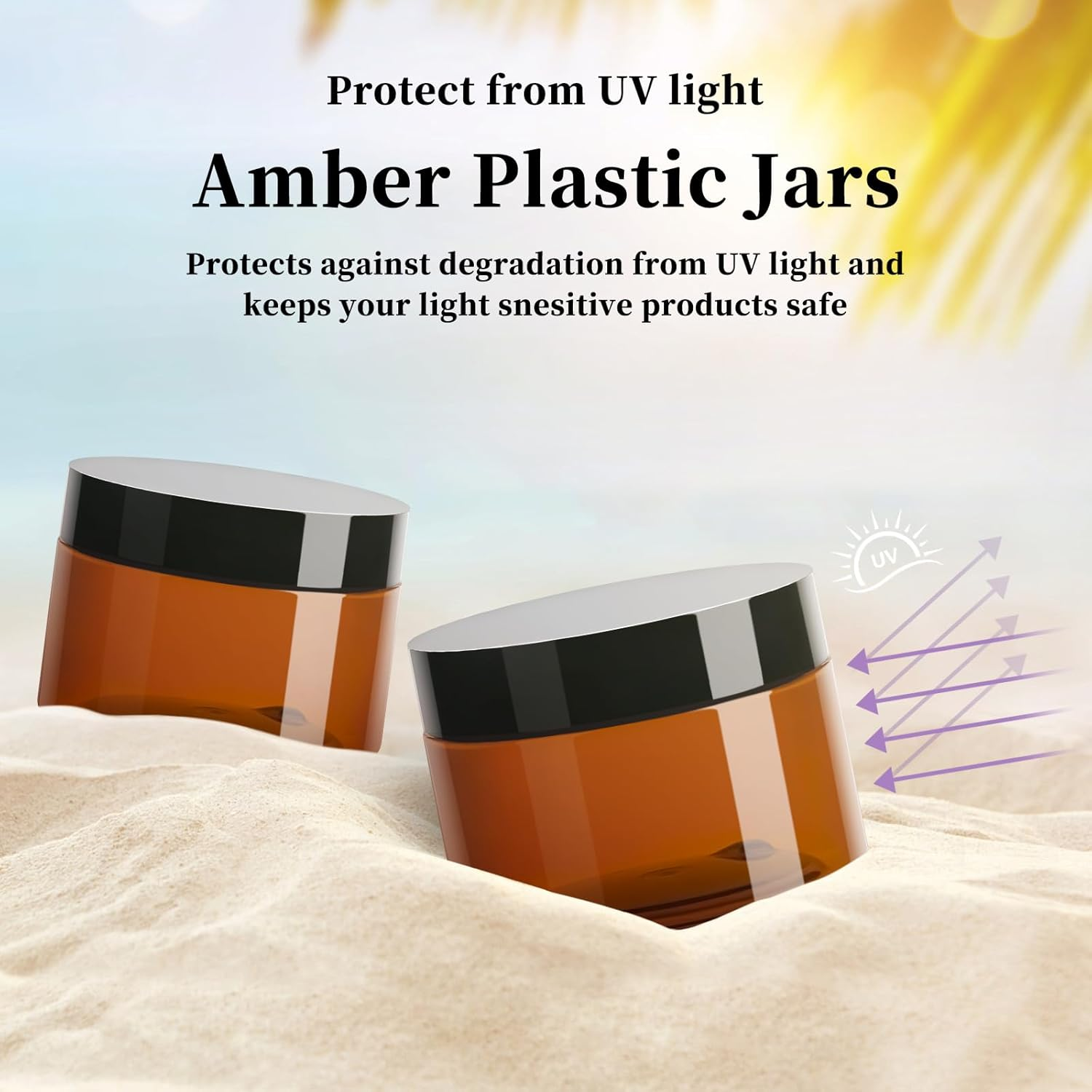TUZAZO 4 Oz Amber Plastic Cosmetic Jars Leak Proof Small Container with Lids for Cream, Lotion, Powder, Ointments, Beauty Products, 12 Pcs image number 5