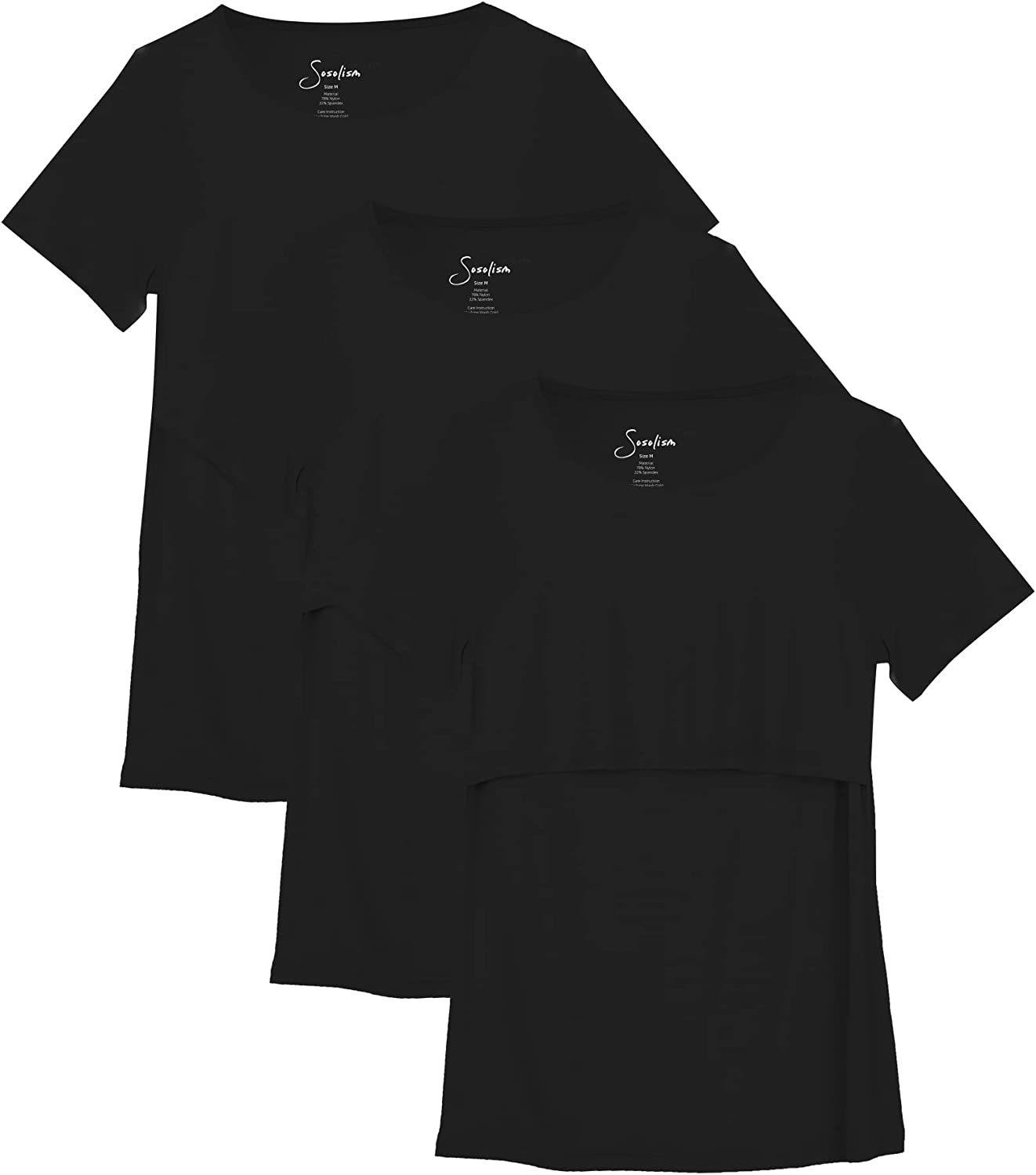 Sosolism 3 Packs Nursing Tops for Women Breastfeeding Clothes Summer Short Sleeve Maternity Shirt Pregnancy Clothing