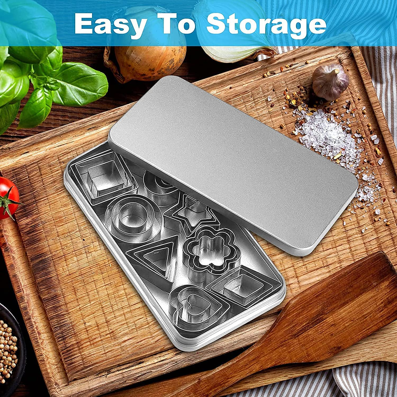 30-Piece Mini Cookie Cutter Set, Star, Flower, Heart, Oval Shapes, Stainless Steel, Dishwasher Safe