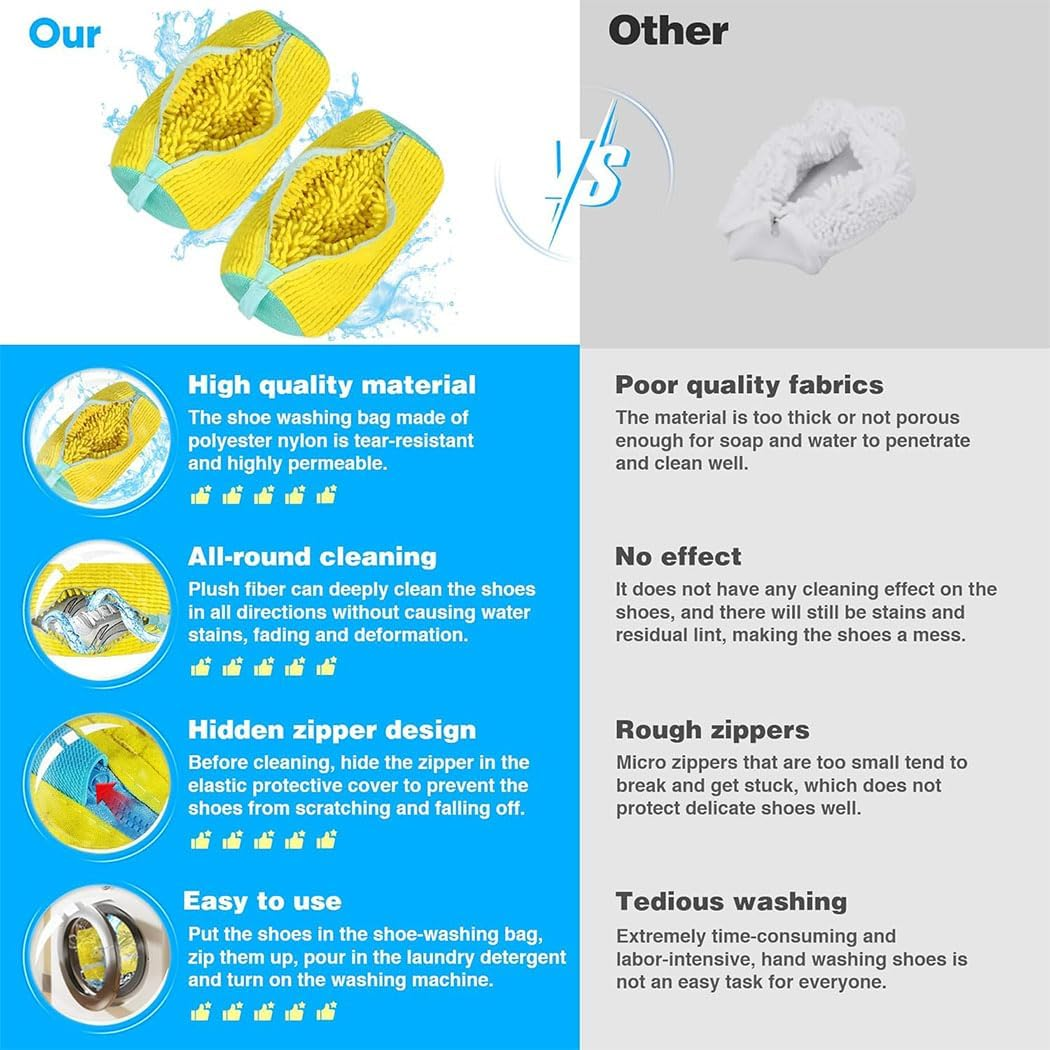 Idopick 2 Pack Shoe Washing Machine Bag, Laundry Shoe Bag for Washer and Dryer Reusable Shoe Cleaning Bag for Unstain Sneaker Tennis Shoes Unstain Cleaner Kit image number 2