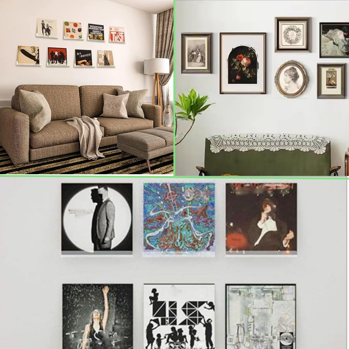 4 Pcs Clear Vinyl Record Wall Mount Shelves,Clear Acrylic Album Record Holder Display, Shelf Mount CD Rack Wall Display, Holder for Album image number 2