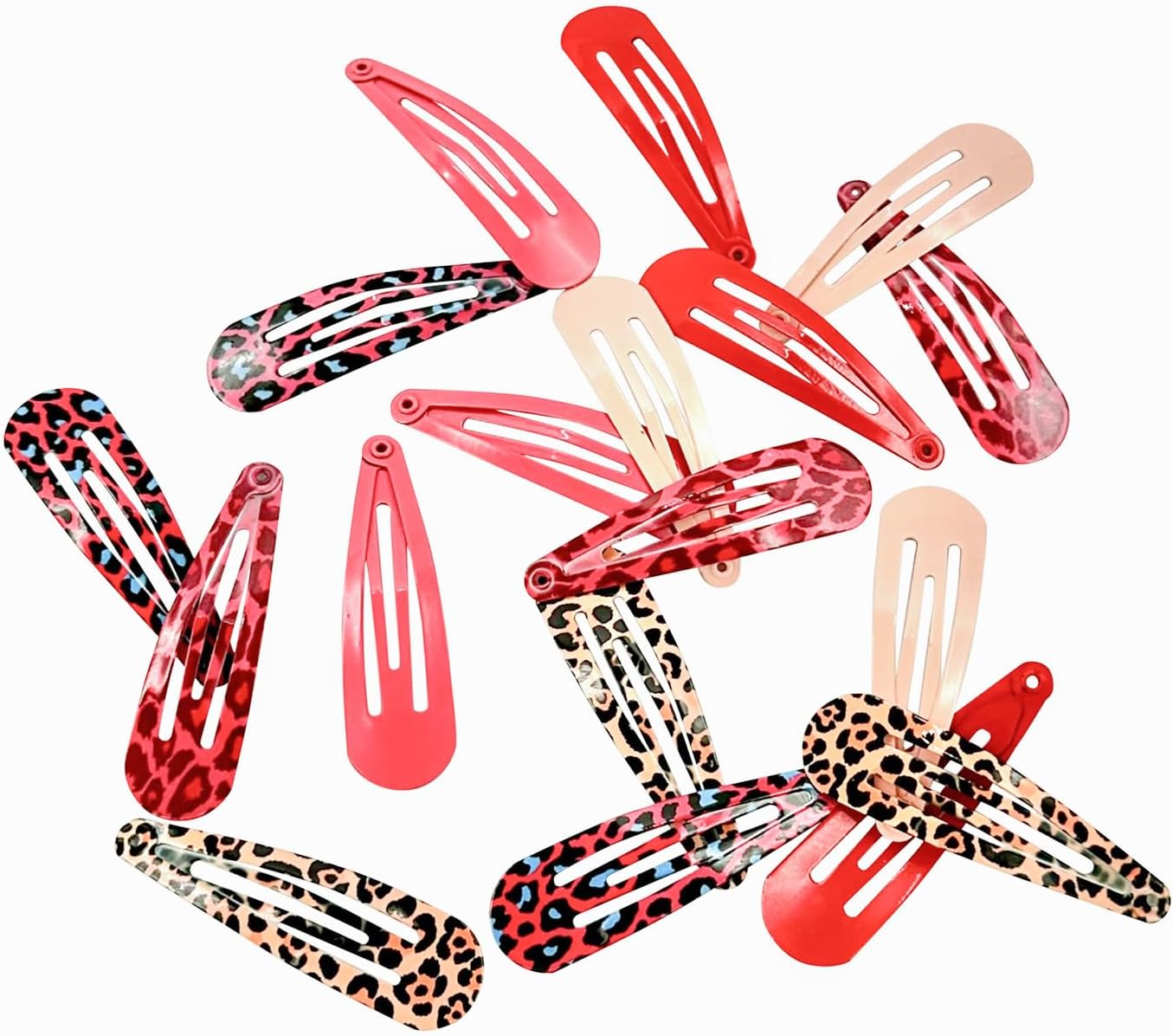 Haarallerliebst&reg; Pack of 18 Hair Clips Girls Women Colourful Hair Clips in 6 Colours (Leo Print, Pink, Red), 50 Mm Baby Children'S Hair Clip with Box Hair Clip Hair Accessories image number 5