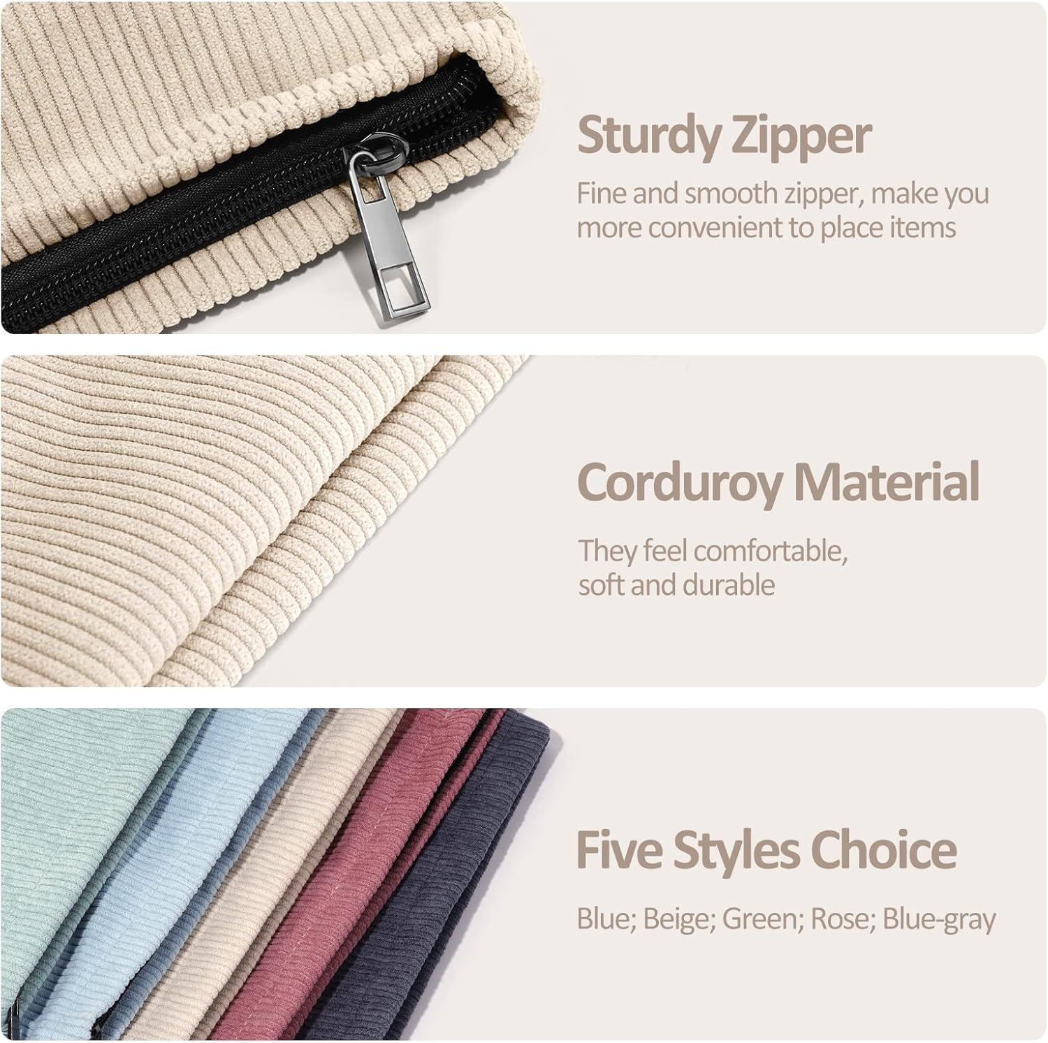 MAANGE Cosmetic Bags for Women Small Makeup Bag for Purse Corduroy Makeup Pouch Travel Makeup Bag Portable Make up Bag for Travelling (Beige) image number 5