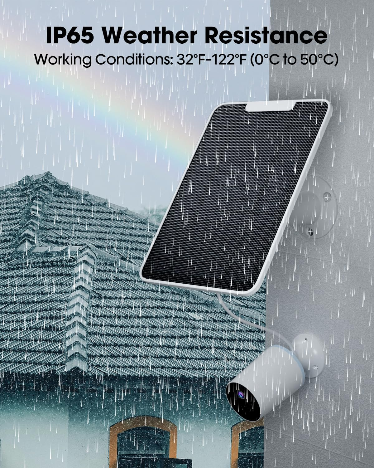 6W Solar Panel Charger Compatible with Google Nest Camera Outdoor & Indoor (Battery Version), Solar Power for Google Nest Cam, IP65 Weatherproof, W/Secure Wall Mount & Screwdriver, 13Ft Cable, 3 Pack image number 3