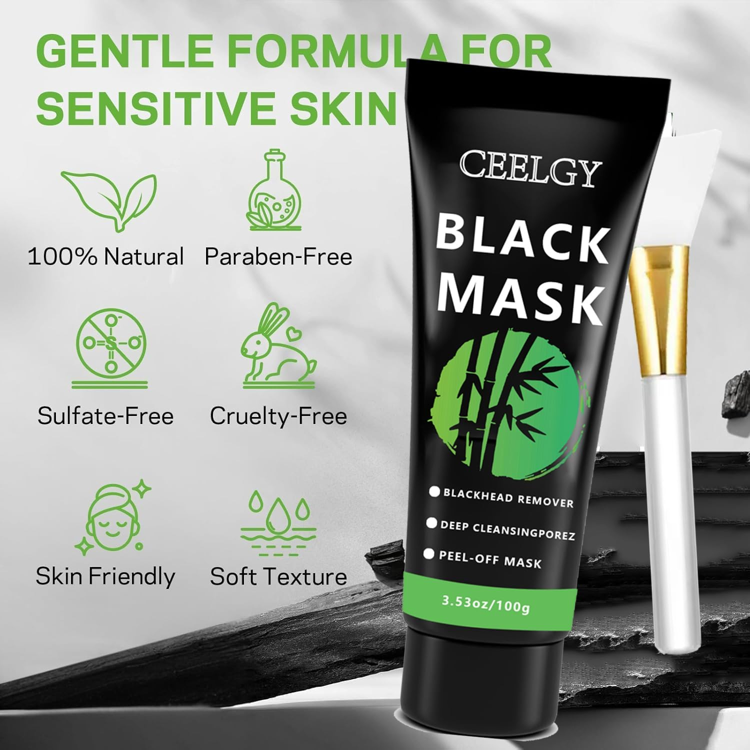 CEELGY Blackhead Remover Peel-Off Mask,Face Mask Skincare Peel off for Blackhead, Dirt, Purifying and Pores Shrinking for All Skin Types, for Men&Women 100G image number 2