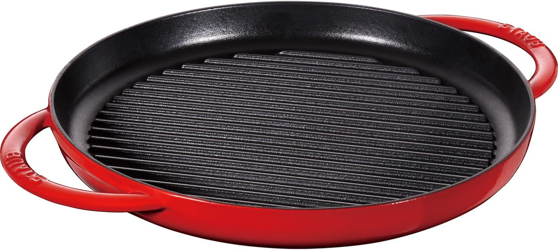 STAUB round 30 Cm Cast Iron Grill Pan, Cherry Red