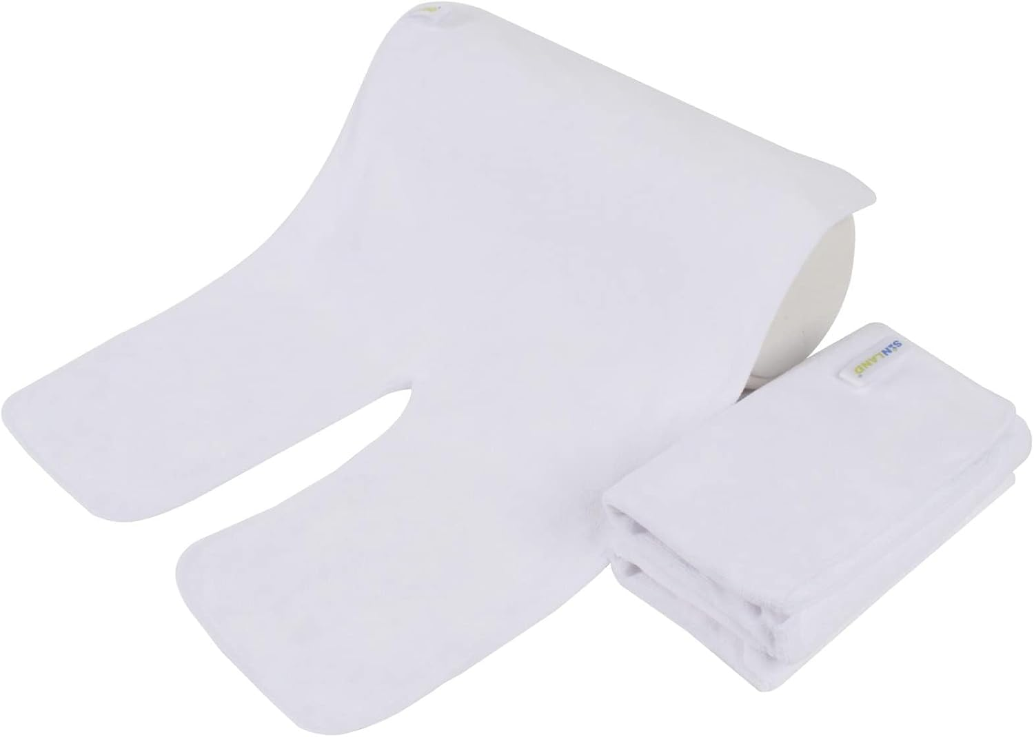 SINLAND Microfiber Esthetician Face Towels for Facial Treatments, 3 Pack White Reusable Spa Towels with Split Design for Facial Steam Massage and Cleansing