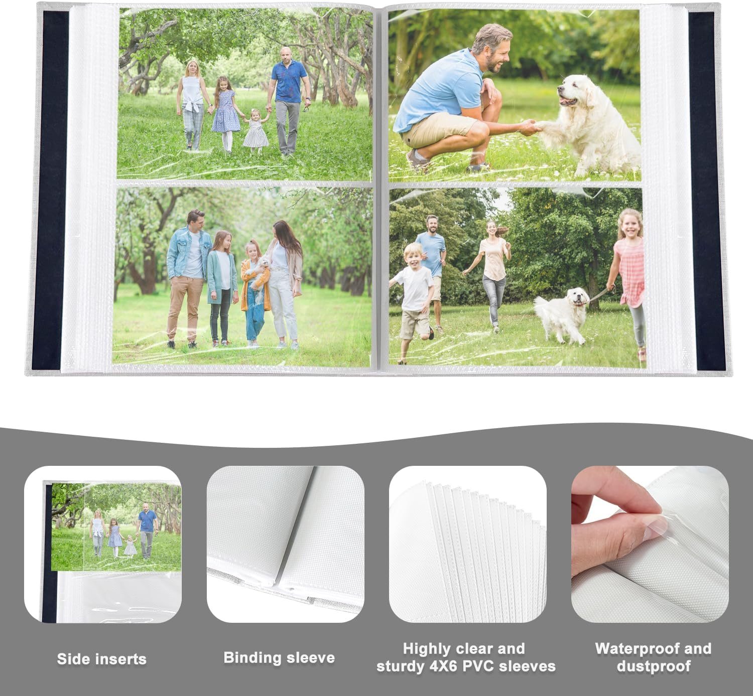 200-Pocket Photo Album 4X6 - Slip-In Picture Album with Linen Cover & Display Window, Vertical Photo Book for Wedding, Family, Baby, Anniversary & Vacation Memories (Holds 200 Photos) image number 1