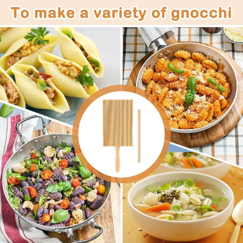 Gnocchi Paddle Wooden Butter Paddles Wood Gnocchi Pasta Board Strippers Natural Italian Pasta Maker Board for Bamboo Kitchen Gadgets Tools