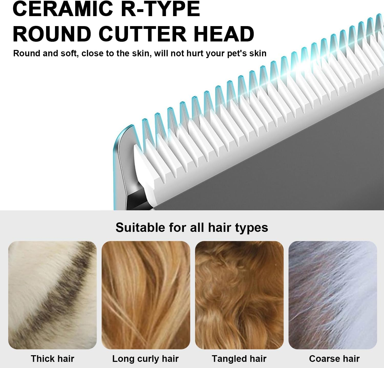 Dog Clippers, Dog Grooming Kit, Rechargeable with Comb Guide. Pet Grooming Kit, Dog Nail Polisher/File/Scissors. with 4 Cutter Heads for Dogs, Cats and Other Pets image number 2