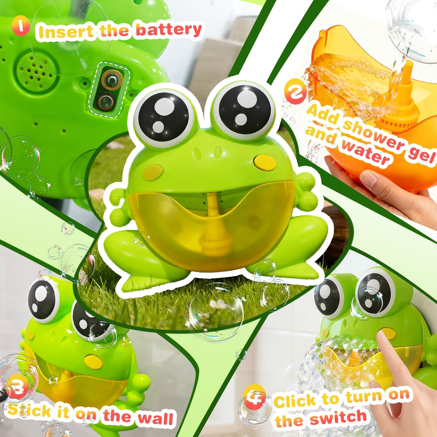 Tyniffer Baby Bath Toys for Toddlers - Frog Bubble Machine Bath Toy for Kids Ages 1-3 4-8 with Colourful Light up Music, Bathroom Bathtub Toys as Birthday Gifts for Boys Girls image number 2