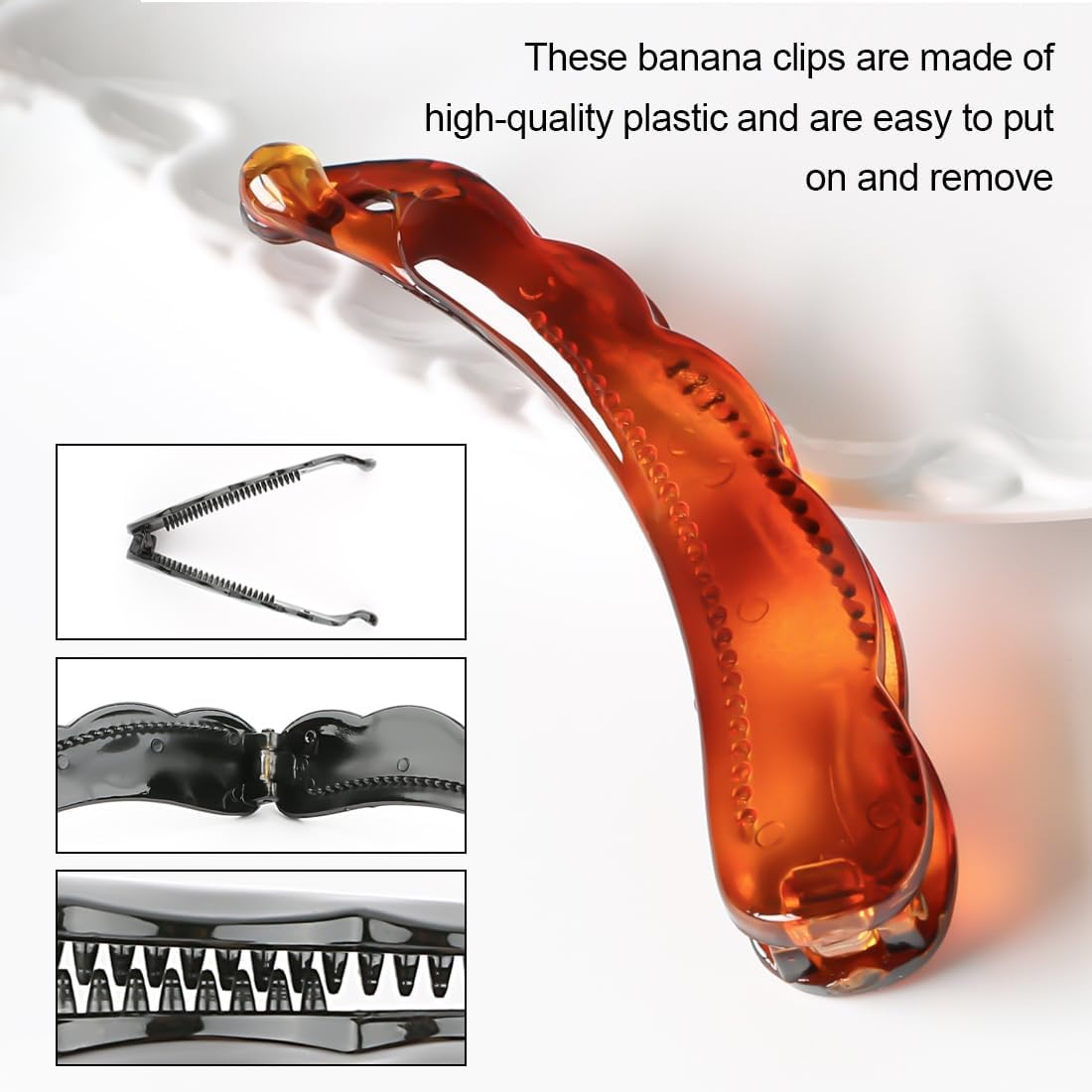 JRYXDS Pack of 6 Banana Hair Clips Vintage French Banana Hair Comb for Long Curly or Straight Hair (6 Colours) image number 1