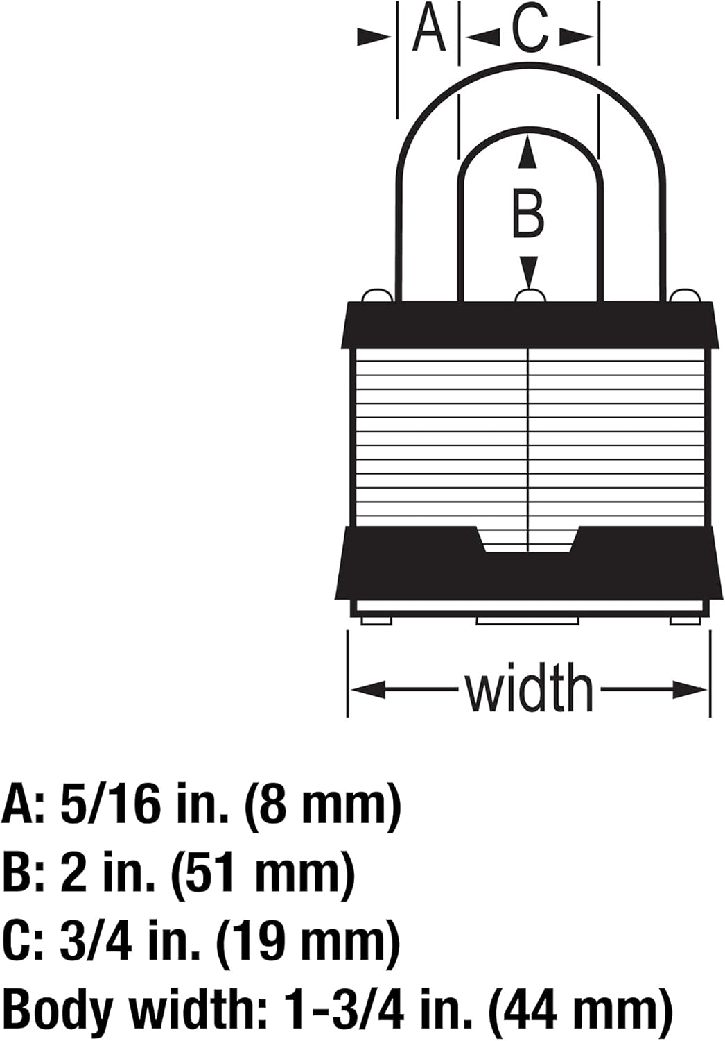 Master Lock Padlock, Laminated Stainless Steel Lock, 1-3/4 In. Wide, 1SSKADLH image number 1