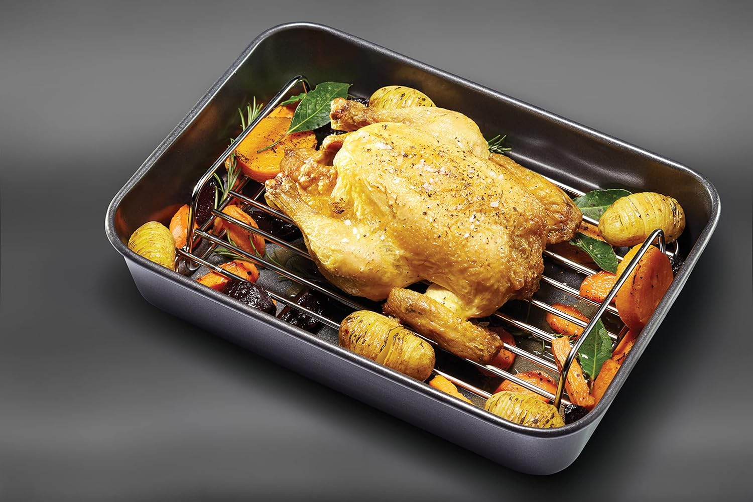 Masterclass Kitchencraft Large Stainless Steel Roasting Rack, Metallic, 32 X 23.5 Cm