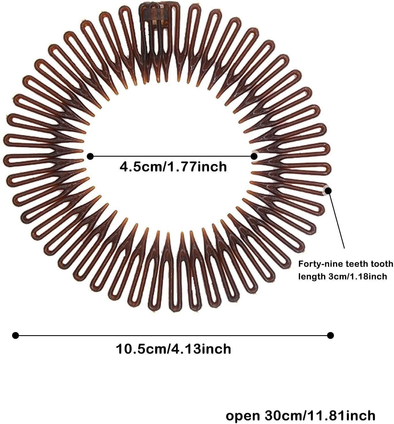 Full Circle Stretch Comb Teeth Spring Headband Woman Hairband Circles Dental Hair Adjustable N0W3 Fixed Rhinestone Headband Wash image number 4