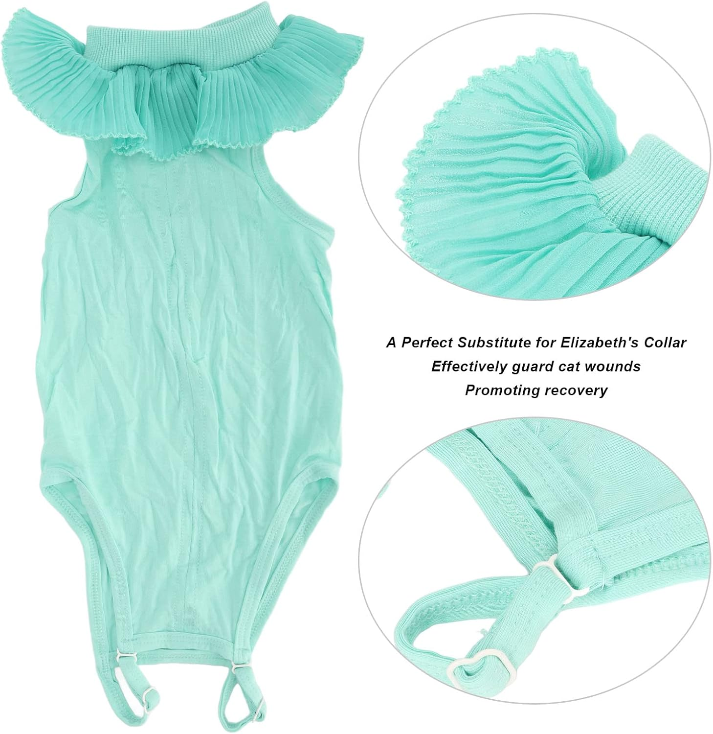 JOROBURO Cat Recovery Suit, Breathable Adjustable Prevent Licking Cat Post Surgery Shirt, Skin Friendly Fashion Kitten Surgery Recovery Shirt for Abdominal Wounds Skin Diseases(M) image number 3