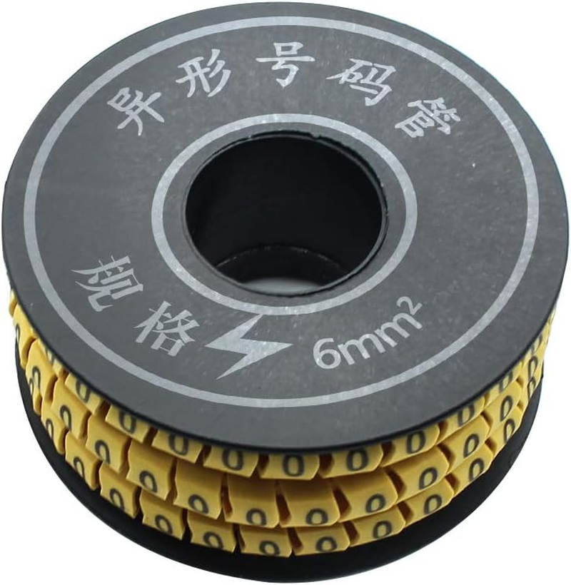 10 Rolls of 0-9 Number Tube,Yellow Flexible PVC Concave Cable Wire Markers Label Tag (6Mm2) image number 4