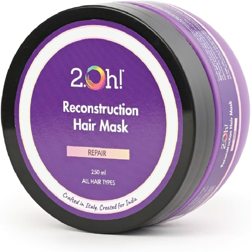 2.Oh! Italian Reconstruction Hair Mask for Frizzy Hair | Hair Mask for Damaged Hair with Deep Conditioning Concentrate | Repair Mask for Dry Hair | Argan Oil Hair Spa Cream for Women and Men, 1 Count image number 2