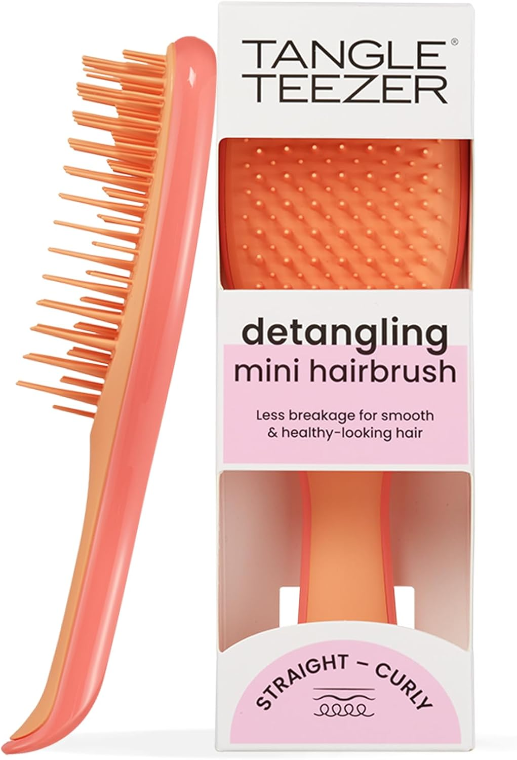 Tangle Teezer | the Mini Ultimate Detangler Hairbrush |Gentle on Wet Hair | Two-Tiered Teeth & Comfortable Handle | Ideal for Kids and Travel | Reduces Knots & Breakage | Salmon Pink & Apricot image number 1