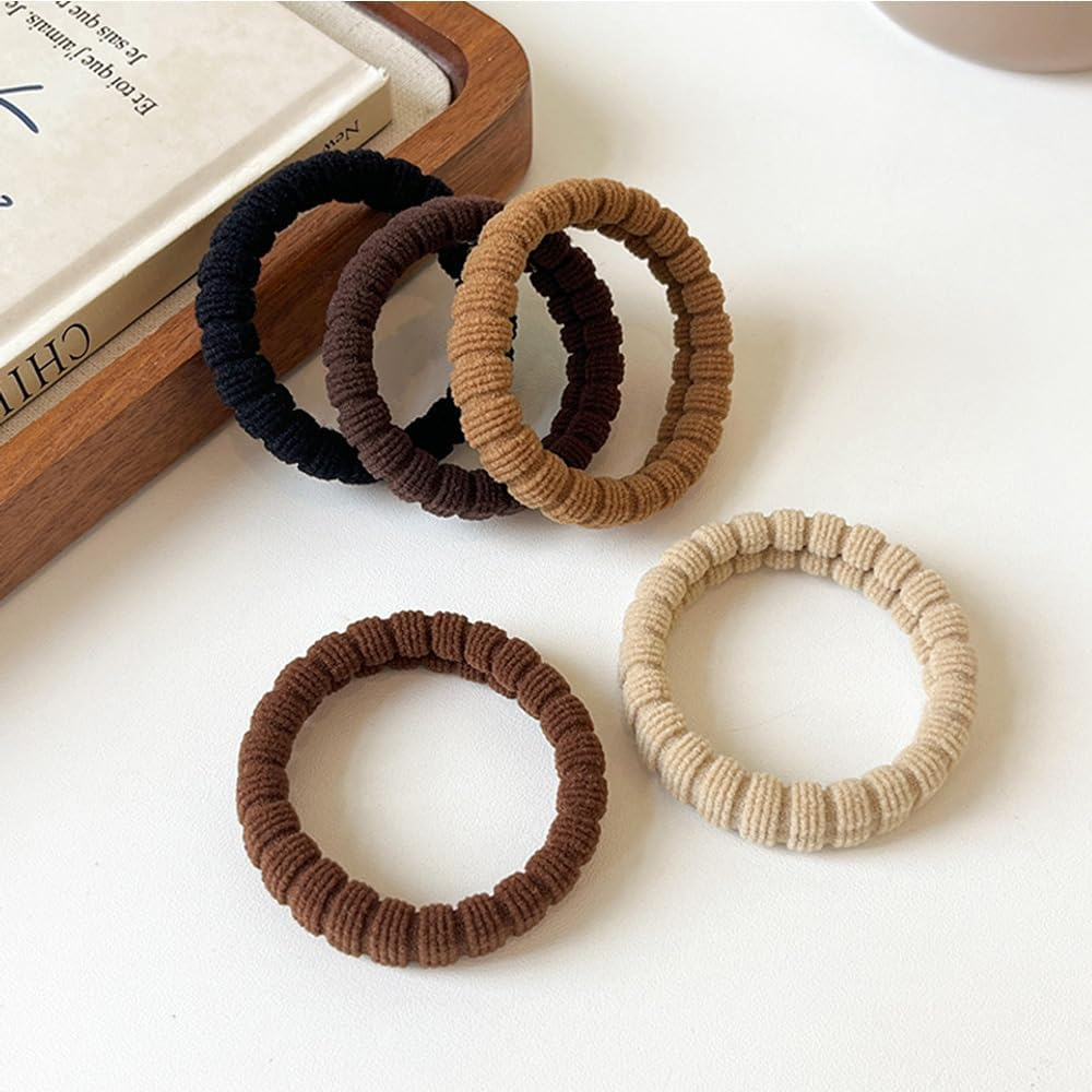 5Pcs Hair Ties, Elastic Hair Bands No Tug Scrunchies Hair Bands with Strong for Women/Girls/Thick Hair image number 3