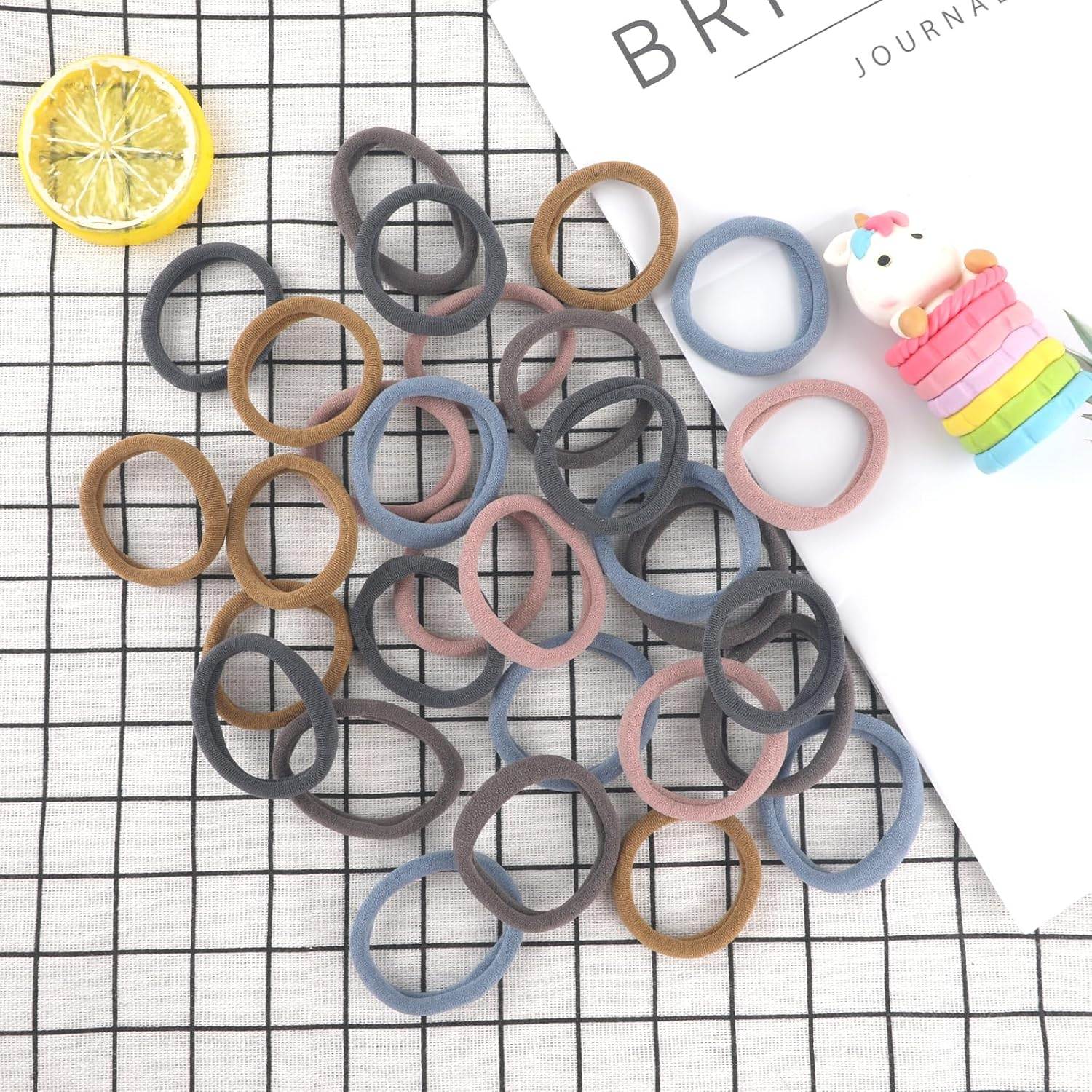 Pack of 30 Hair Bobbles Girls Colourful Hair Bobbles Women Colourful Elastic Cable Bobbles Girls Nylon Soft Hair Scrunchies for Girls Women Thick Curly Straight Hair (E-Morandi) image number 1