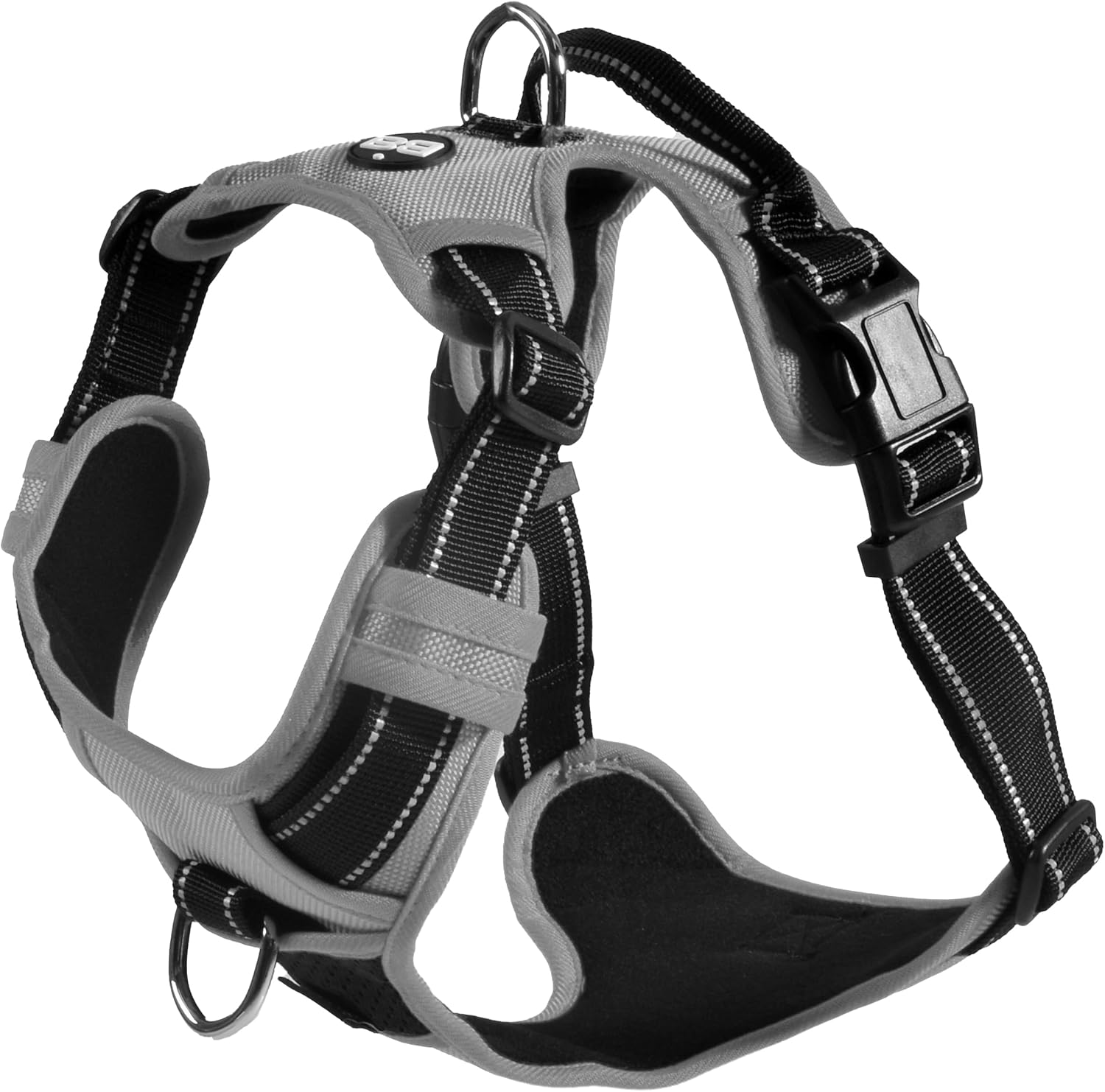 Bobby Rando Walk - Dog Harness, Nylon Dog Harness Medium Small Large Dog Harness, Safe, Comfortable, Reflective, Adjustable, Grey, M/40-63X2 CM image number 3
