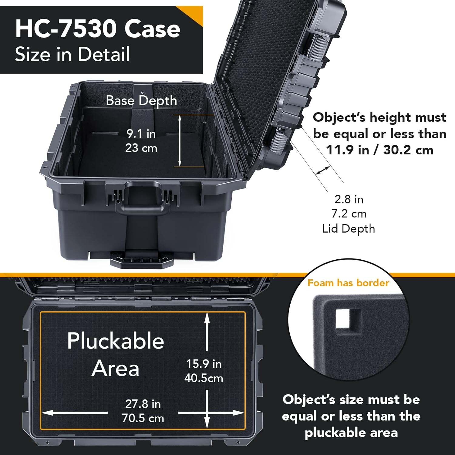 Lykus HC-7530 Large Waterproof Hard Case with Wheels and Customizable Foam, Interior Size 29.5X17.7X11.8 Inch, Suitable for Cameras, Lenses, Electronic Equipment and More image number 4