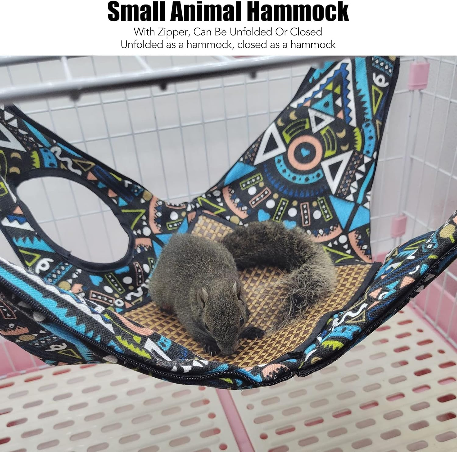 Small Animal Hammock, Soft Hamster Hammock Tent Unfolds as Hammock Canvas, Durable Double Sided Mat with Zipper for Ferret Rat for Hamsters for All 15 * 15 * 15Cm image number 4