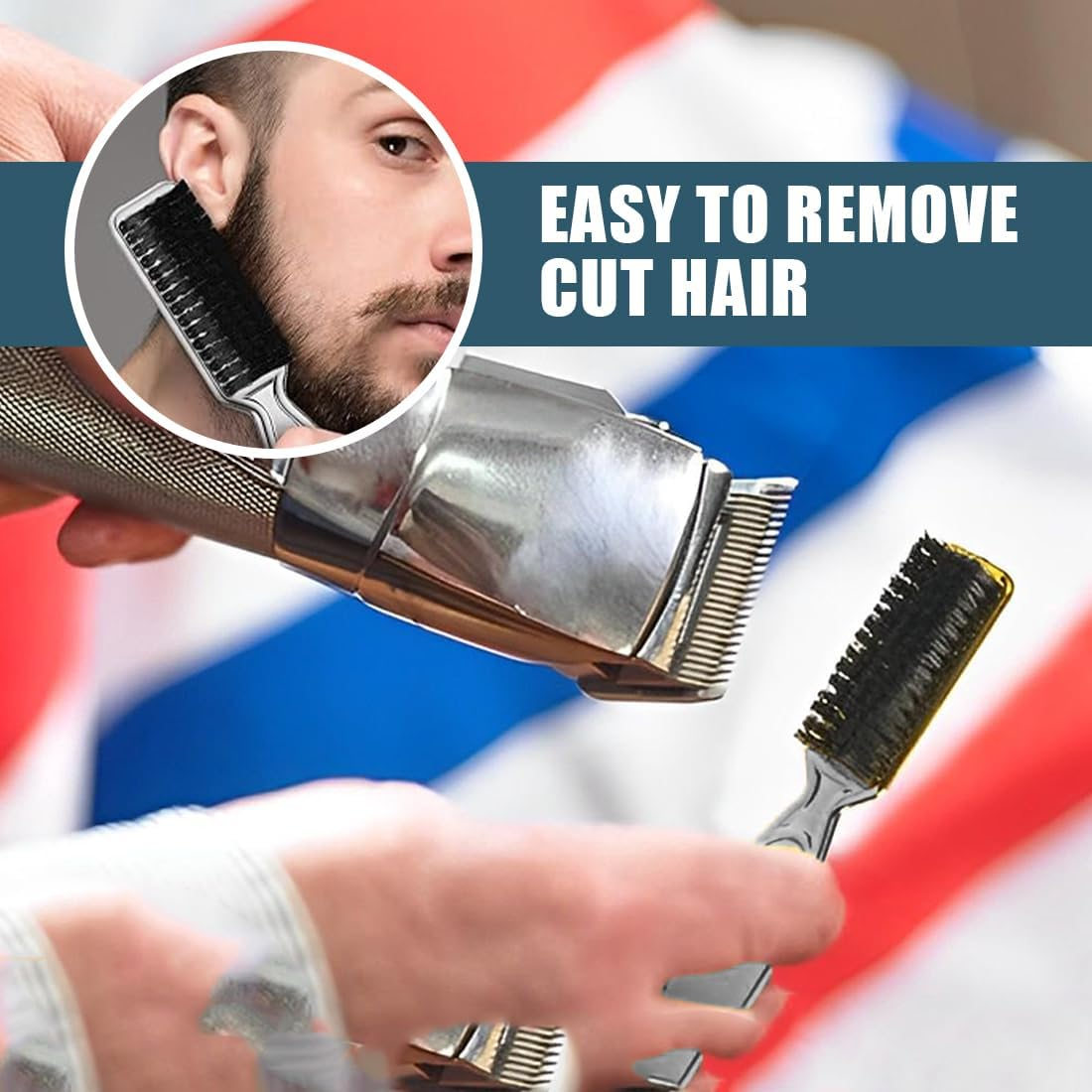 Pack of 2 Cleaning Brush, Blade Cleaning Brush, Nylon Brush, Nail Brush, Trimmer, Hairdressing Cleaning Brush, Hair Clippers Tool (Black and Silver) image number 4